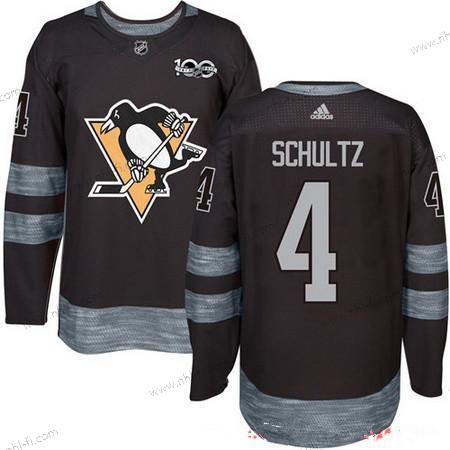 Adidas Pittsburgh Penguins #4 Justin Schultz Musta 100th Vuosipäivä Ommeltu NHL 2017 Jääkiekko Paita – Miesten