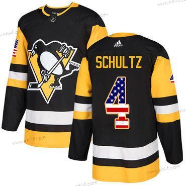 Adidas Pittsburgh Penguins #4 Justin Schultz Musta Kotiottelu Aito USA Flag Ommeltu NHL Paita – Miesten