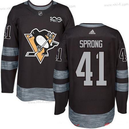 Adidas Pittsburgh Penguins #41 Daniel Sprong Musta 100th Vuosipäivä Ommeltu NHL 2017 Jääkiekko Paita – Miesten