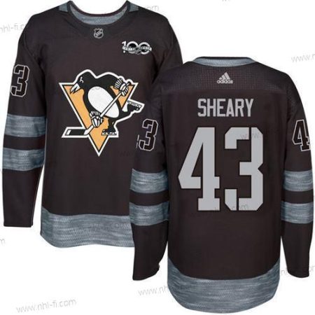 Adidas Pittsburgh Penguins #43 Conor Sheary Musta 100th Vuosipäivä Ommeltu NHL 2017 Jääkiekko Paita – Miesten