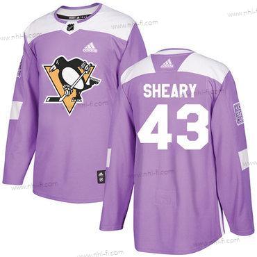 Adidas Pittsburgh Penguins #43 Conor Sheary Violetti Aito Taistelee syöpää vastaan Ommeltu NHL Paita – Miesten