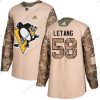 Adidas Pittsburgh Penguins #58 Kris Letang Maastokuvio Aito 2017 Veterans Day Ommeltu NHL Paita – Miesten