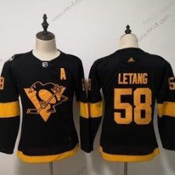 Adidas Pittsburgh Penguins 58 Kris Letang Musta 2019 NHL Stadium Series Paita – Naisten