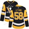 Adidas Pittsburgh Penguins #58 Kris Letang Musta Kotiottelu Aito Ommeltu NHL Paita – Naisten