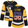 Adidas Pittsburgh Penguins #58 Kris Letang Musta Kotiottelu Aito USA Flag Ommeltu NHL Paita – Naisten