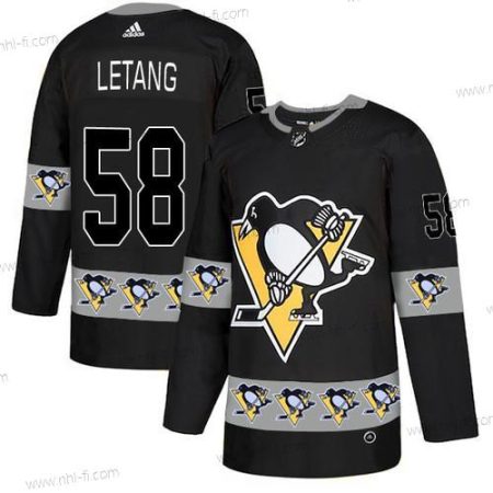 Adidas Pittsburgh Penguins #58 Kris Letang Musta Maajoukkue Logos Paita – Miesten