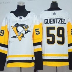 Adidas Pittsburgh Penguins #59 Jake Guentzel Valkoinen Road Aito Ommeltu NHL Paita – Naisten