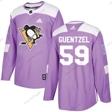 Adidas Pittsburgh Penguins #59 Jake Guentzel Violetti Aito Taistelee syöpää vastaan Ommeltu NHL Paita – Miesten