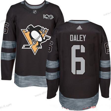 Adidas Pittsburgh Penguins #6 Trevor Daley Musta 100th Vuosipäivä Ommeltu NHL 2017 Jääkiekko Paita – Miesten