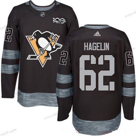 Adidas Pittsburgh Penguins #62 Carl Hagelin Musta 100th Vuosipäivä Ommeltu NHL 2017 Jääkiekko Paita – Miesten