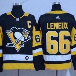 Adidas Pittsburgh Penguins #66 Mario Lemieux Musta Vaihtopaita Aito Ommeltu NHL Paita – Miesten