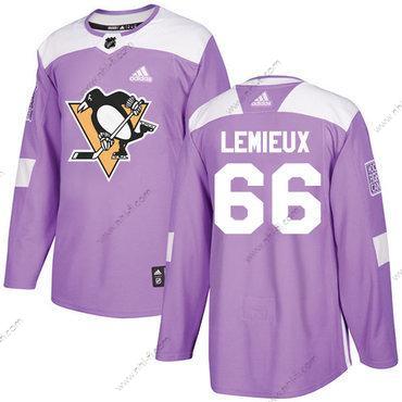 Adidas Pittsburgh Penguins #66 Mario Lemieux Violetti Aito Taistelee syöpää vastaan Ommeltu NHL Paita – Miesten