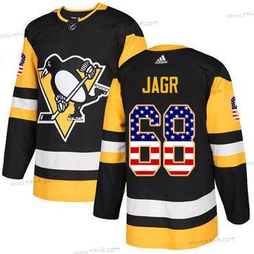 Adidas Pittsburgh Penguins #68 Jaromir Jagr Musta Kotiottelu Aito USA Flag Ommeltu NHL Paita – Miesten