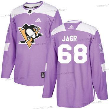 Adidas Pittsburgh Penguins #68 Jaromir Jagr Violetti Aito Taistelee syöpää vastaan Ommeltu NHL Paita – Miesten