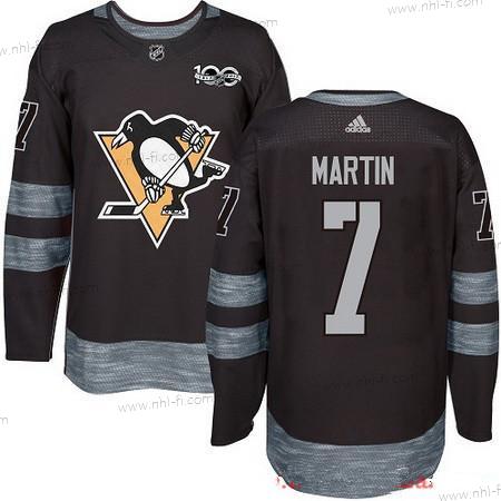 Adidas Pittsburgh Penguins #7 Paul Martin Musta 100th Vuosipäivä Ommeltu NHL 2017 Jääkiekko Paita – Miesten