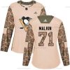 Adidas Pittsburgh Penguins #71 Evgeni Malkin Maastokuvio Aito 2017 Veterans Day Ommeltu NHL Paita – Naisten