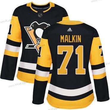 Adidas Pittsburgh Penguins #71 Evgeni Malkin Musta Kotiottelu Aito Ommeltu NHL Paita – Naisten