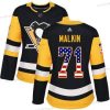 Adidas Pittsburgh Penguins #71 Evgeni Malkin Musta Kotiottelu Aito USA Flag Ommeltu NHL Paita – Naisten