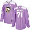 Adidas Pittsburgh Penguins #71 Evgeni Malkin Violetti Aito Taistelee syöpää vastaan Ommeltu NHL Paita – Miesten