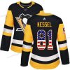 Adidas Pittsburgh Penguins #81 Phil Kessel Musta Kotiottelu Aito USA Flag Ommeltu NHL Paita – Naisten