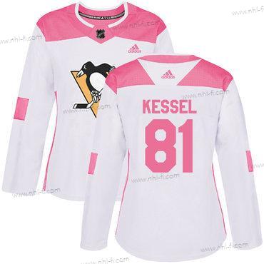 Adidas Pittsburgh Penguins #81 Phil Kessel Valkoinen Pinkki Aito Ommeltu NHL Paita – Naisten