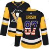 Adidas Pittsburgh Penguins #87 Sidney Crosby Musta Kotiottelu Aito USA Flag Ommeltu NHL Paita – Naisten