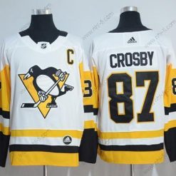 Adidas Pittsburgh Penguins #87 Sidney Crosby Valkoinen Road Aito Ommeltu NHL Paita – Miesten