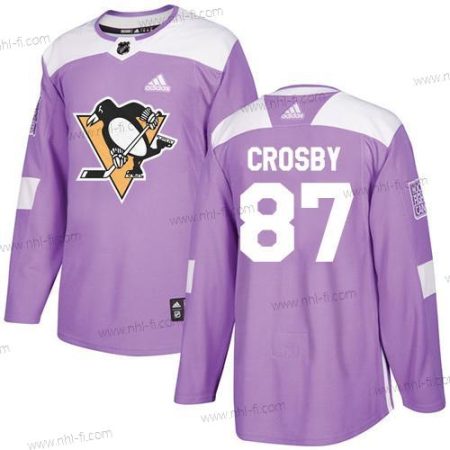 Adidas Pittsburgh Penguins #87 Sidney Crosby Violetti Aito Taistelee syöpää vastaan Ommeltu NHL Paita – Miesten