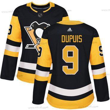 Adidas Pittsburgh Penguins #9 Pascal Dupuis Musta Kotiottelu Aito Ommeltu NHL Paita – Naisten