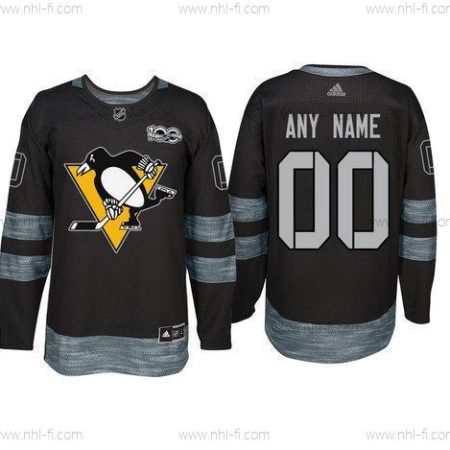 Adidas Pittsburgh Penguins Räätälöidyt Musta 1917-2017 100th Vuosipäivä Ommeltu NHL Paita