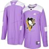 Adidas Pittsburgh Penguins Räätälöidyt Violetti Pinkki Jääkiekko Taistelee syöpää vastaan Harjoitus Paita – Miesten