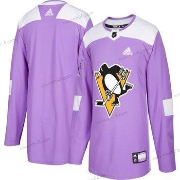 Adidas Pittsburgh Penguins Räätälöidyt Violetti Pinkki Jääkiekko Taistelee syöpää vastaan Harjoitus Paita – Miesten