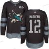 Adidas San Jose Sharks #12 Patrick Marleau Musta 100th Vuosipäivä Ommeltu NHL 2017 Jääkiekko Paita – Miesten