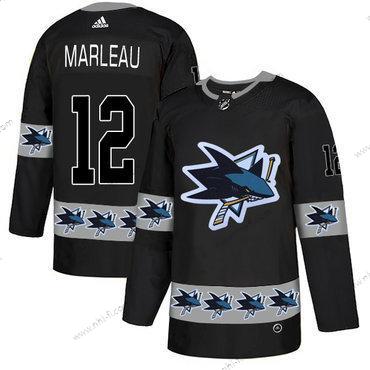 Adidas San Jose Sharks #12 Patrick Marleau Musta Maajoukkue Logos Paita – Miesten