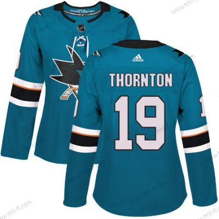 Adidas San Jose Sharks #19 Joe Thornton Sinivihreä Kotiottelu Aito Ommeltu NHL Paita – Naisten