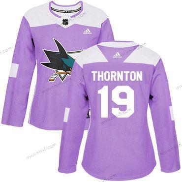 Adidas San Jose Sharks #19 Joe Thornton Violetti Aito Taistelee syöpää vastaan Ommeltu NHL Paita – Naisten