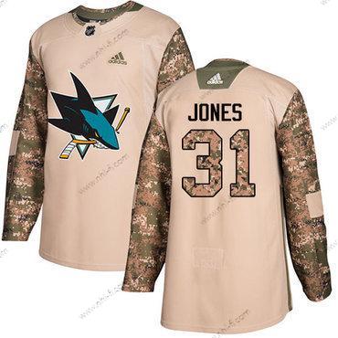 Adidas San Jose Sharks #31 Martin Jones Maastokuvio Aito 2017 Veterans Day Ommeltu NHL Paita – Miesten