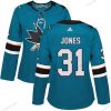 Adidas San Jose Sharks #31 Martin Jones Sinivihreä Kotiottelu Aito Ommeltu NHL Paita – Naisten