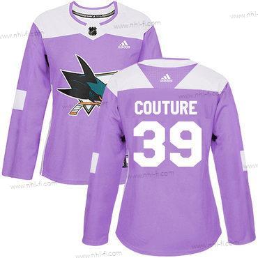 Adidas San Jose Sharks #39 Logan Couture Violetti Aito Taistelee syöpää vastaan Ommeltu NHL Paita – Naisten