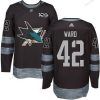 Adidas San Jose Sharks #42 Joel Ward Musta 100th Vuosipäivä Ommeltu NHL 2017 Jääkiekko Paita – Miesten