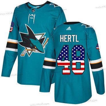 Adidas San Jose Sharks #48 Tomas Hertl Sinivihreä Kotiottelu Aito USA Flag Ommeltu NHL Paita – Miesten