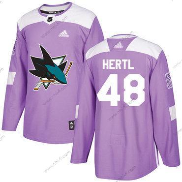 Adidas San Jose Sharks #48 Tomas Hertl Violetti Aito Taistelee syöpää vastaan Ommeltu NHL Paita – Miesten