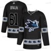 Adidas San Jose Sharks #61 Justin Braun Musta Maajoukkue Logos Paita – Miesten