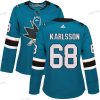 Adidas San Jose Sharks #68 Melker Karlsson Sinivihreä Kotiottelu Aito Ommeltu NHL Paita – Naisten