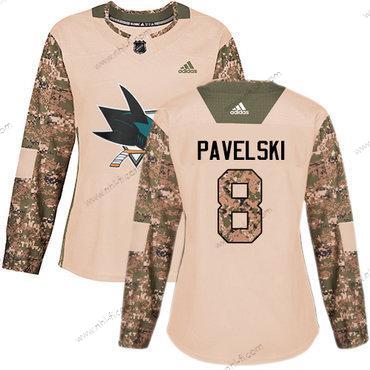 Adidas San Jose Sharks #8 Joe Pavelski Maastokuvio Aito 2017 Veterans Day Ommeltu NHL Paita – Naisten