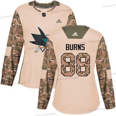 Adidas San Jose Sharks #88 Brent Burns Maastokuvio Aito 2017 Veterans Day Ommeltu NHL Paita – Naisten