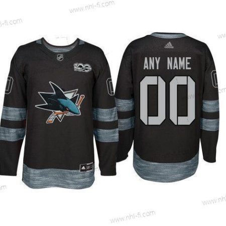 Adidas San Jose Sharks Räätälöidyt Musta 1917-2017 100th Vuosipäivä Ommeltu NHL Paita