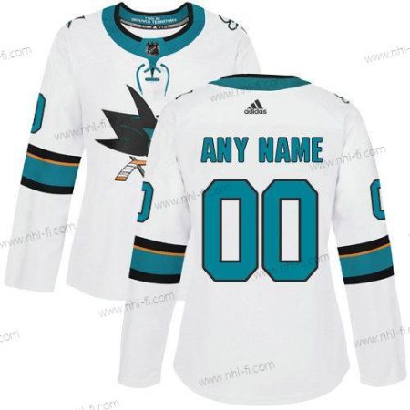 Adidas San Jose Sharks Räätälöidyt NHL Aito Valkoinen Paita – Naisten