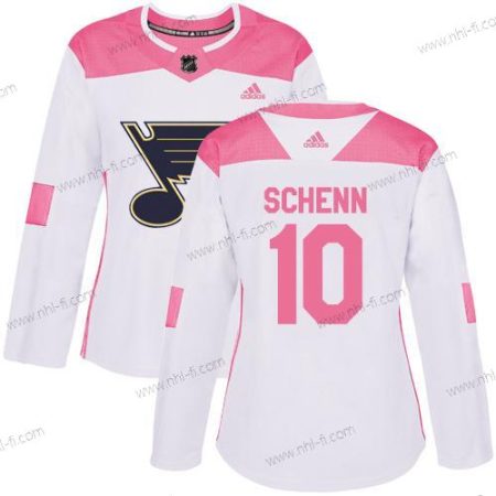 Adidas St. Louis Blues #10 Brayden Schenn Valkoinen Pinkki Aito Ommeltu NHL Paita – Naisten