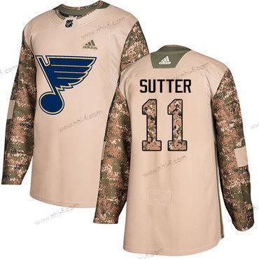 Adidas St. Louis Blues #11 Brian Sutter Maastokuvio Aito 2017 Veterans Day Ommeltu NHL Paita – Miesten